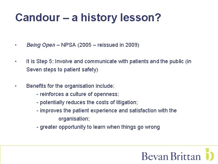 Candour – a history lesson? • Being Open – NPSA (2005 – reissued in