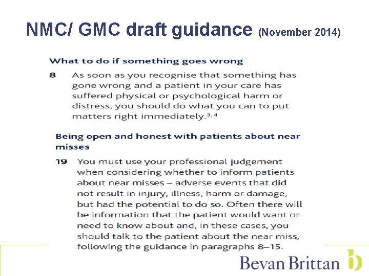 NMC/ GMC draft guidance (November 2014) 