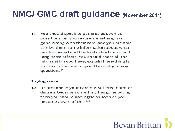 NMC/ GMC draft guidance (November 2014) 