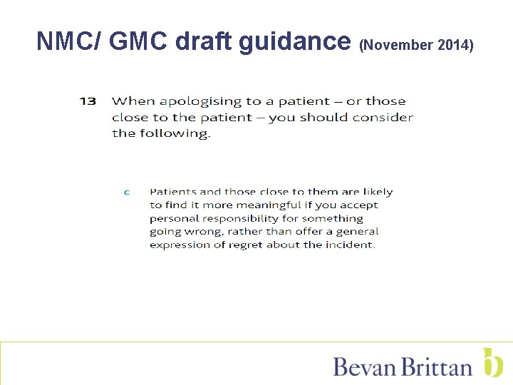 NMC/ GMC draft guidance (November 2014) 