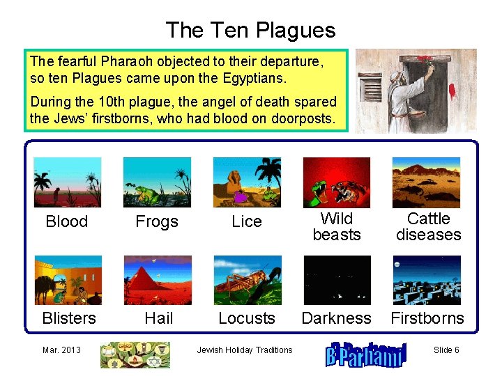 The Ten Plagues The fearful Pharaoh objected to their departure, so ten Plagues came