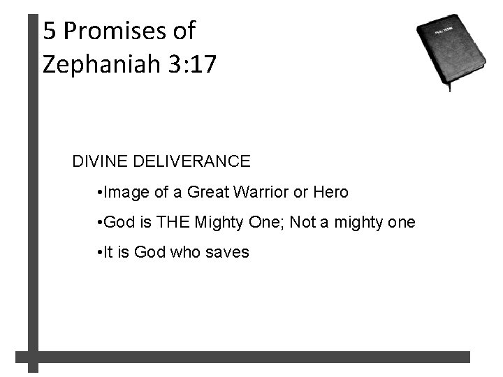 5 Promises of Zephaniah 3: 17 DIVINE DELIVERANCE • Image of a Great Warrior