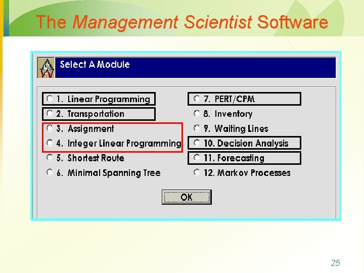 The Management Scientist Software 25 
