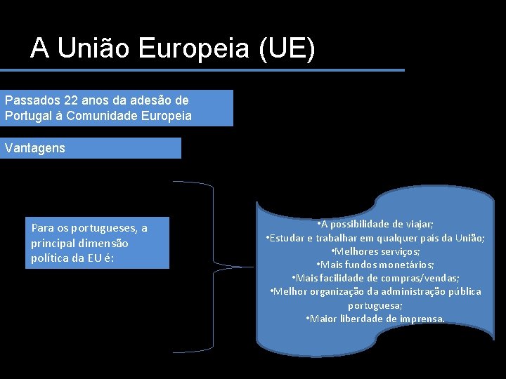 A União Europeia (UE) Passados 22 anos da adesão de Portugal à Comunidade Europeia