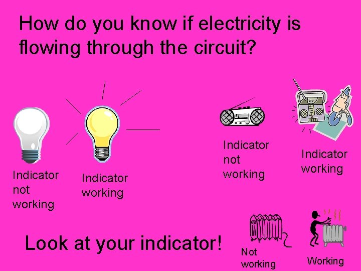 How do you know if electricity is flowing through the circuit? Indicator not working