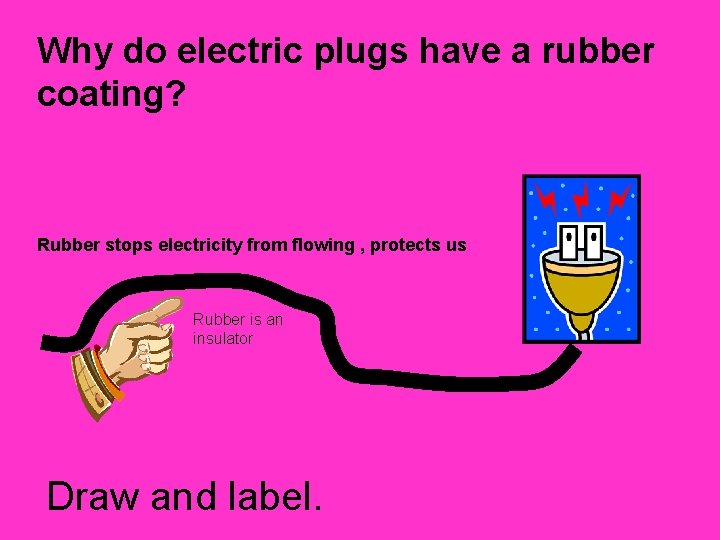 Why do electric plugs have a rubber coating? Rubber stops electricity from flowing ,