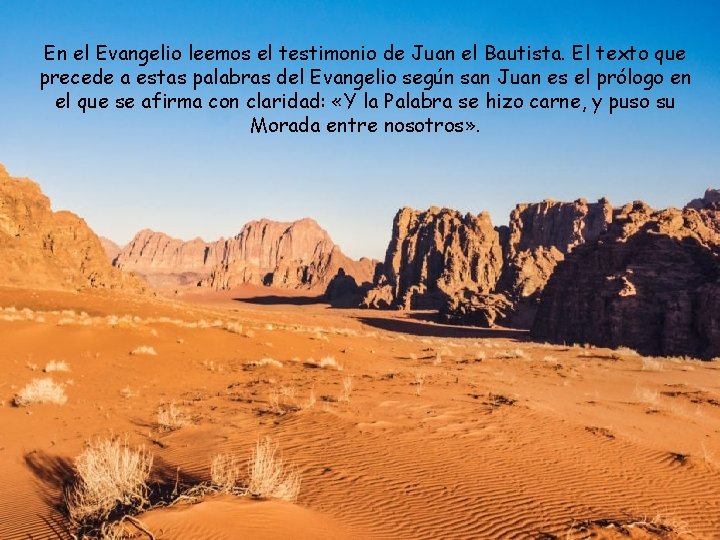 En el Evangelio leemos el testimonio de Juan el Bautista. El texto que precede