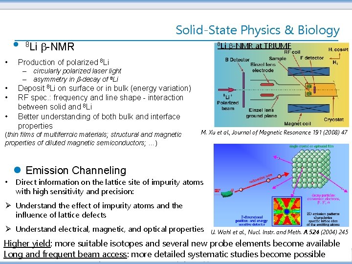 Solid-State Physics & Biology l 8 Li • b-NMR 8 Li b-NMR at TRIUMF