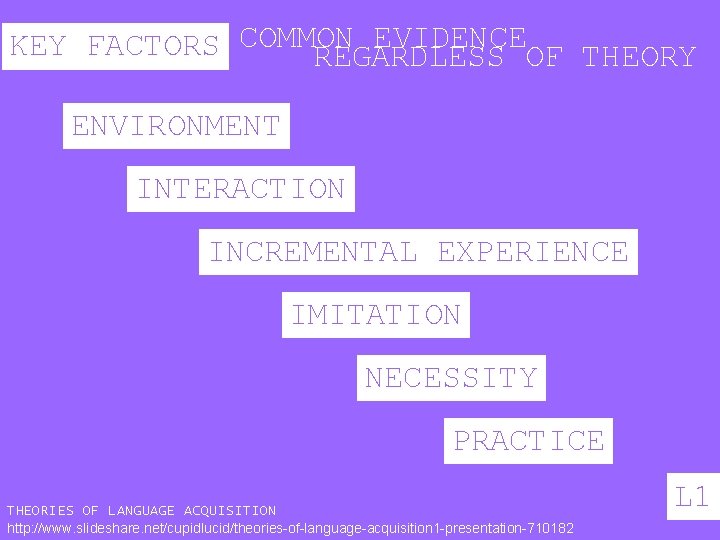 EVIDENCE KEY FACTORS COMMON REGARDLESS OF THEORY ENVIRONMENT INTERACTION INCREMENTAL EXPERIENCE IMITATION NECESSITY PRACTICE