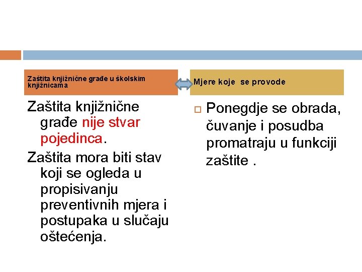 Zaštita knjižnične građe u školskim knjižnicama Zaštita knjižnične građe nije stvar pojedinca. Zaštita mora