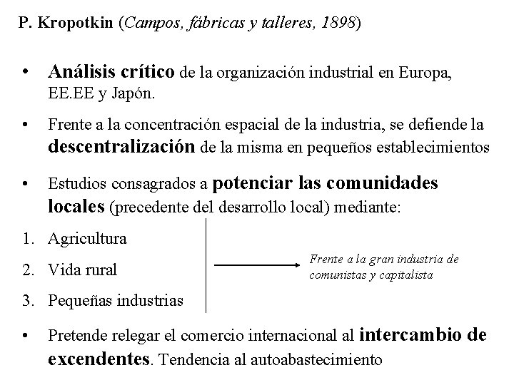 P. Kropotkin (Campos, fábricas y talleres, 1898) • Análisis crítico de la organización industrial