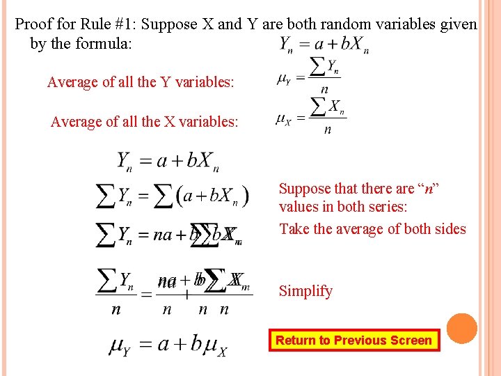 Proof for Rule #1: Suppose X and Y are both random variables given by