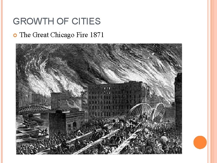 GROWTH OF CITIES The Great Chicago Fire 1871 