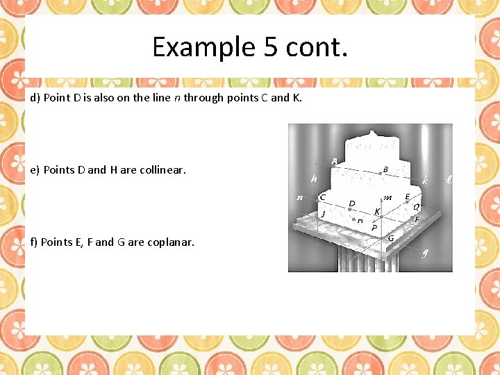 Example 5 cont. d) Point D is also on the line n through points