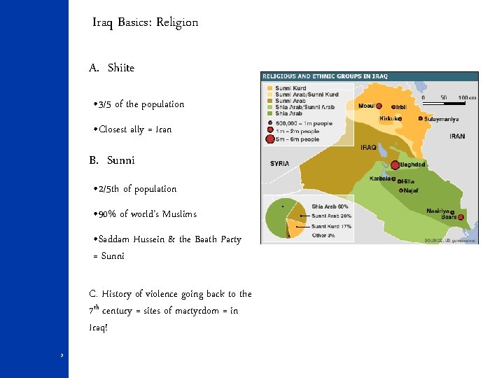 Iraq Basics: Religion A. Shiite • 3/5 of the population • Closest ally = Iraq Basics: Religion A. Shiite • 3/5 of the population • Closest ally =