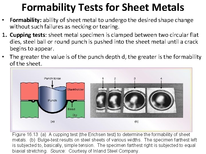 Formability Tests for Sheet Metals • Formability: ability of sheet metal to undergo the