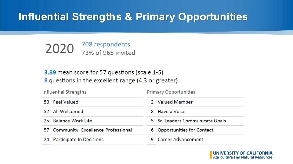 Influential Strengths & Primary Opportunities 