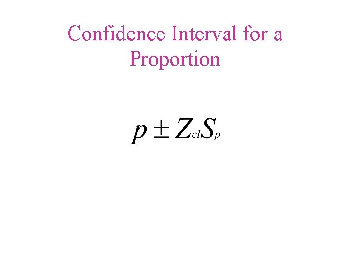 Confidence Interval for a Proportion 