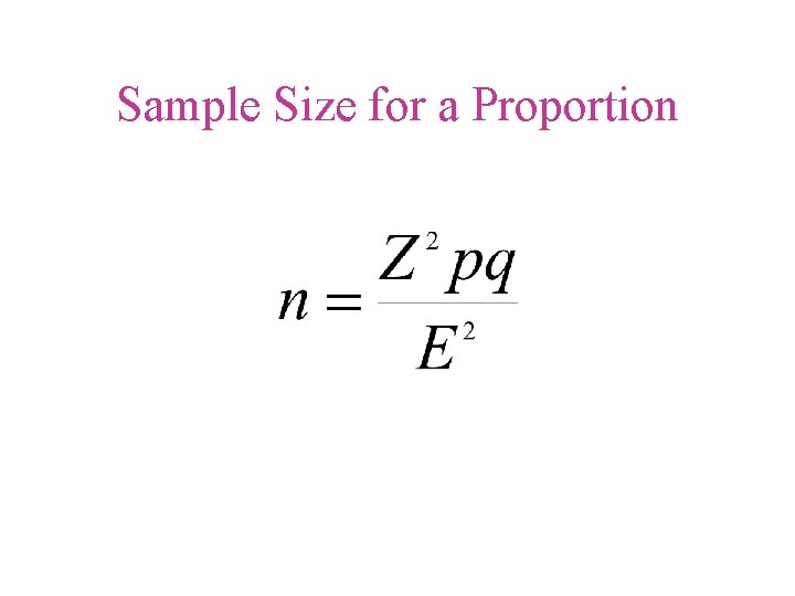 Sample Size for a Proportion 
