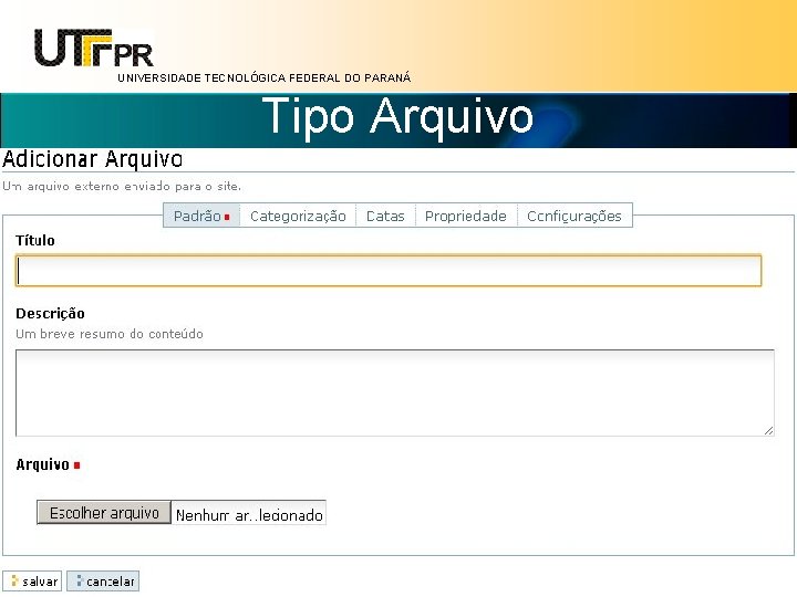 UNIVERSIDADE TECNOLÓGICA FEDERAL DO PARANÁ Tipo Arquivo 