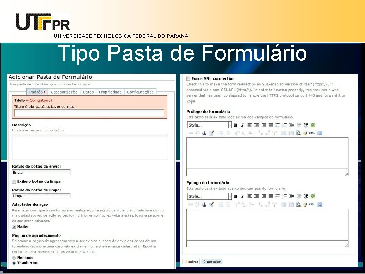 UNIVERSIDADE TECNOLÓGICA FEDERAL DO PARANÁ Tipo Pasta de Formulário 