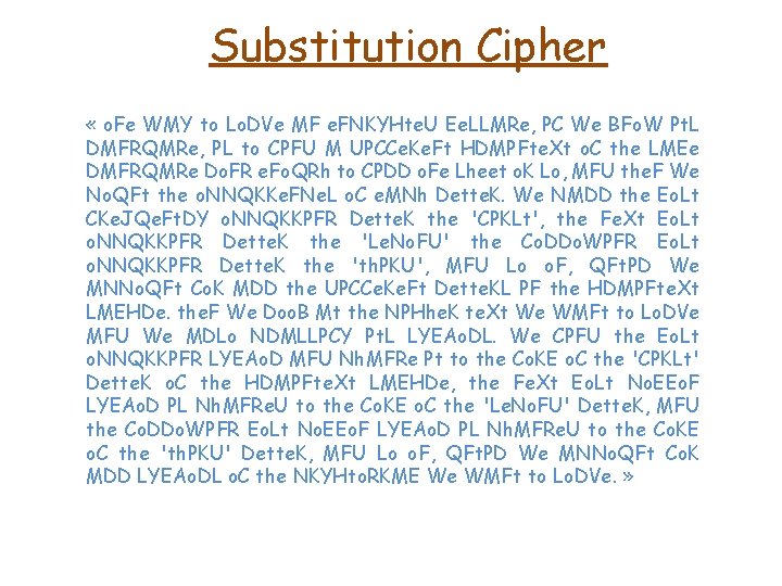 Substitution Cipher « o. Fe WMY to Lo. DVe MF e. FNKYHte. U Ee.