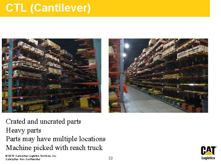 CTL (Cantilever) Crated and uncrated parts Heavy parts Parts may have multiple locations Machine CTL (Cantilever) Crated and uncrated parts Heavy parts Parts may have multiple locations Machine
