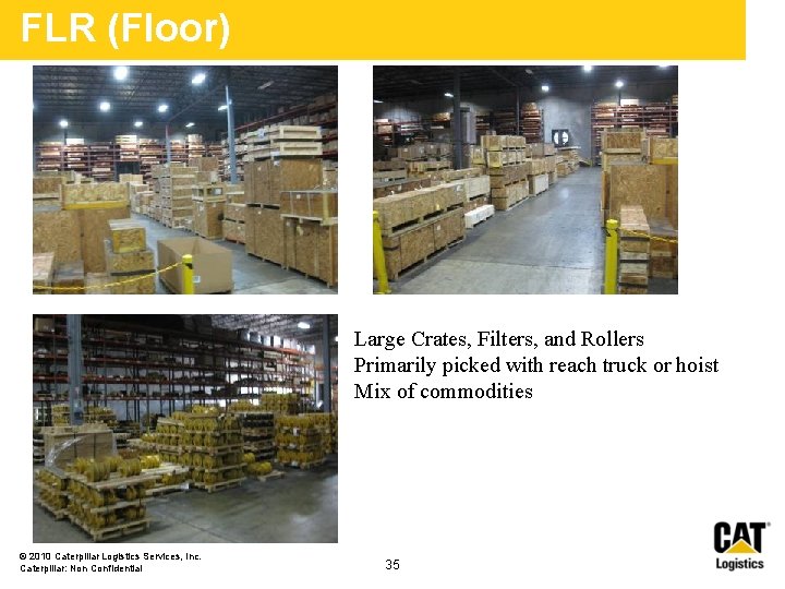 FLR (Floor) Large Crates, Filters, and Rollers Primarily picked with reach truck or hoist FLR (Floor) Large Crates, Filters, and Rollers Primarily picked with reach truck or hoist
