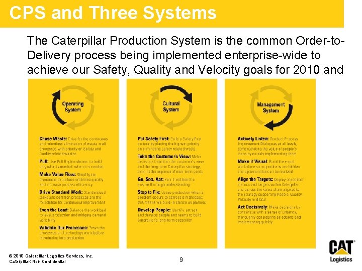 CPS and Three Systems The Caterpillar Production System is the common Order-to. Delivery process CPS and Three Systems The Caterpillar Production System is the common Order-to. Delivery process