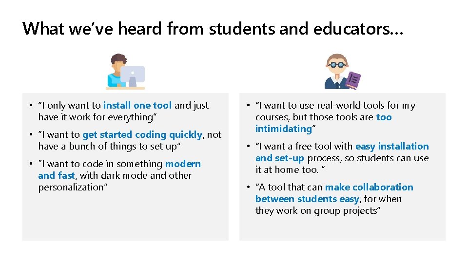 What we’ve heard from students and educators… • “I only want to install one