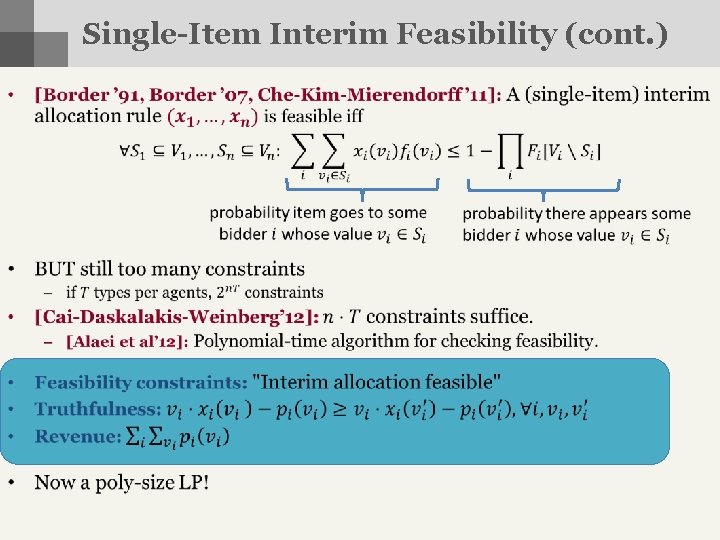 Single-Item Interim Feasibility (cont. ) • 