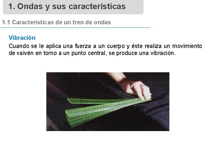 1. Ondas y sus características 1. 1 Características de un tren de ondas Vibración