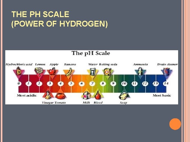THE PH SCALE (POWER OF HYDROGEN) 