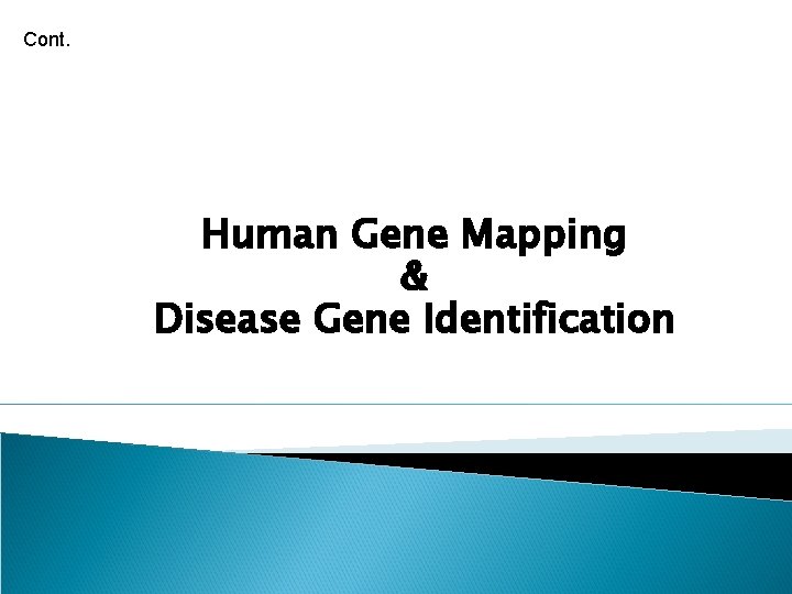 Cont. Human Gene Mapping & Disease Gene Identification 