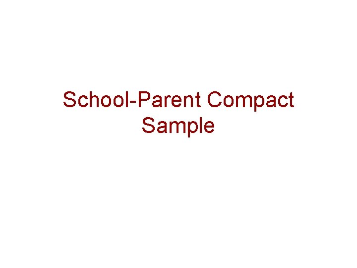 School-Parent Compact Sample 