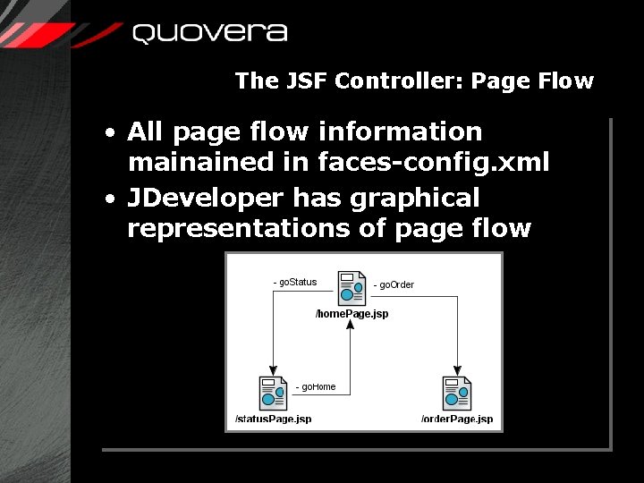 The JSF Controller: Page Flow • All page flow information mainained in faces-config. xml