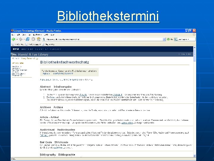 Bibliothekstermini 