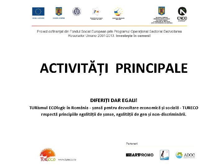 ACTIVITĂȚI PRINCIPALE DIFERIȚI DAR EGALI! TURismul ECOlogic în România - șansă pentru dezvoltare economică