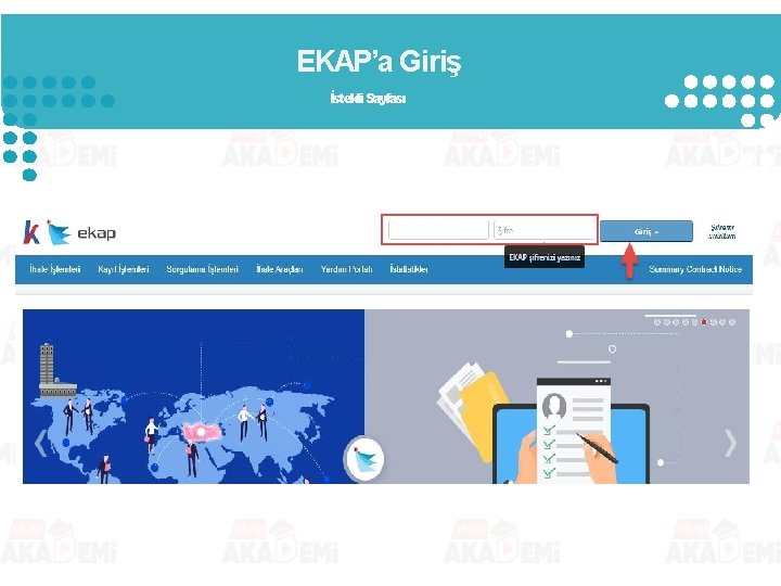 EKAP’a Giriş İstekli Sayfası EKAP’a Giriş İstekli Sayfası