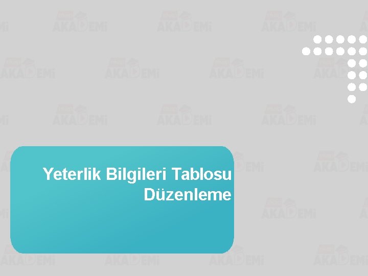 Yeterlik Bilgileri Tablosu Düzenleme Yeterlik Bilgileri Tablosu Düzenleme