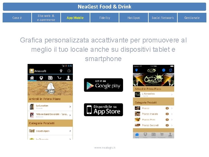 Nea. Gest Food & Drink Cosa è Sito web & e-commerce App Mobile Fidelity