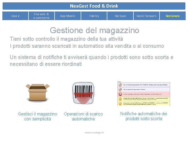 Nea. Gest Food & Drink Cosa è Sito web & e-commerce App Mobile Fidelity