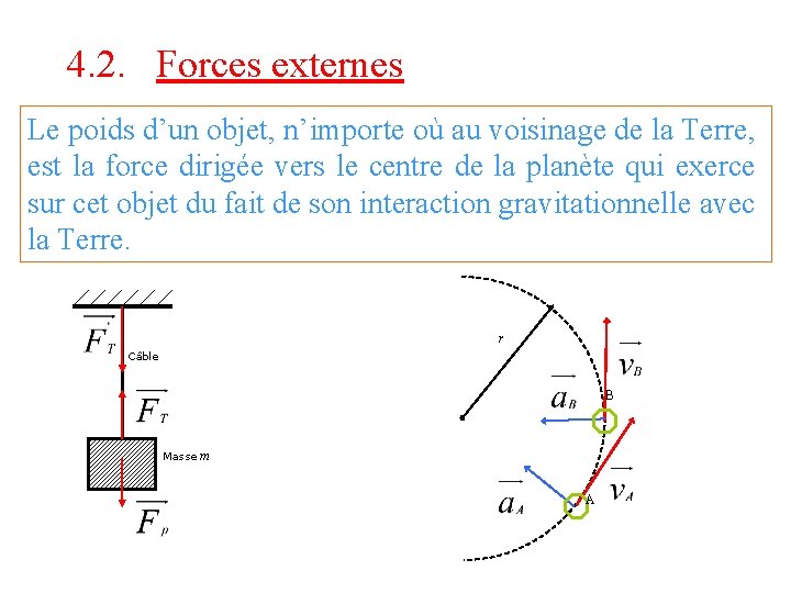 4. 2. Forces externes Le poids d’un objet, n’importe où au voisinage de la