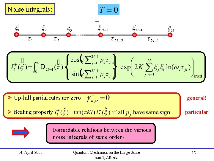 Noise integrals: __ Ø Up-hill partial rates are zero Ø Scaling property general! particular!