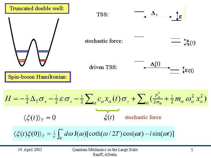 Truncated double well: TSS: T stochastic force: driven TSS: T Spin-boson Hamiltonian: stochastic force