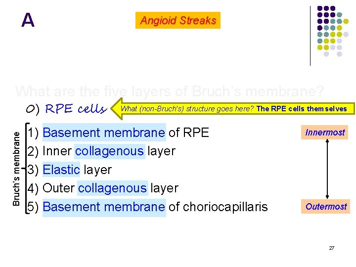 A Angioid Streaks What are the five layers of Bruch’s membrane? Bruch’s membrane 0)