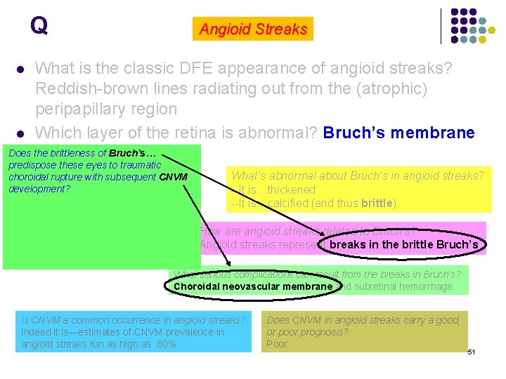 Q l l Angioid Streaks What is the classic DFE appearance of angioid streaks?