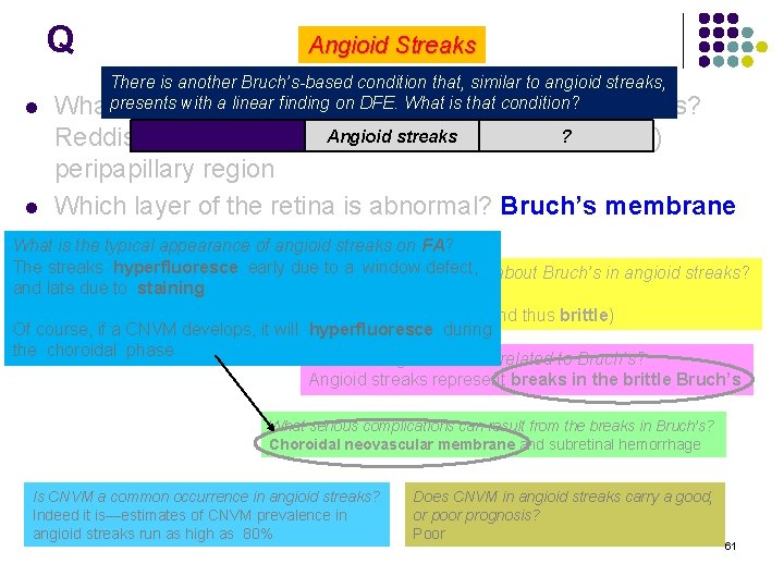 Q Angioid Streaks There is another Bruch’s-based condition that, similar to angioid streaks, a