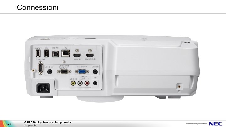 Connessioni Page 16 © NEC Display Solutions Europe Gmb. H August 14 