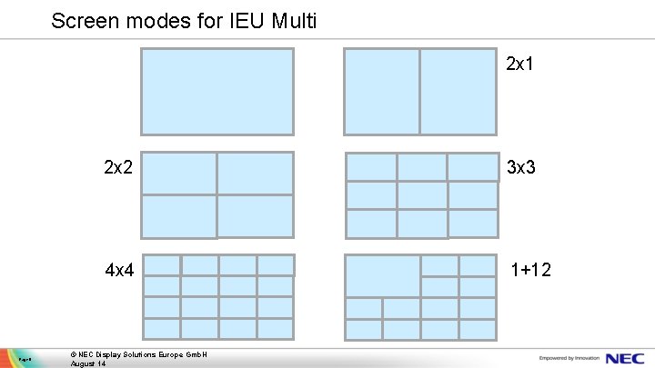 Screen modes for IEU Multi 2 x 1 Page 9 2 x 2 3